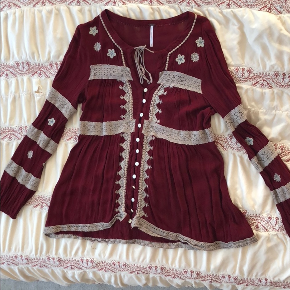 Boho free people long sleeve shirt